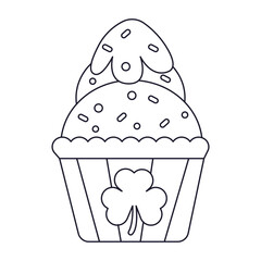 Cake St Patrick Outline 2D Illustration