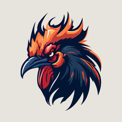 Angry rooster head mascot esport logo vector illustration with isolated background © tanjidvect