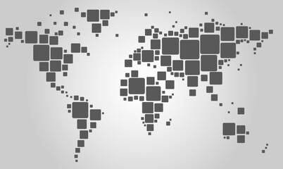 Vector world map, white and gray gradient color, abstract illustration. Global Business Concept