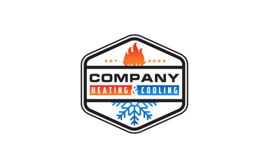 Emblem badge HVAC logo design refrigeration heating and cooling llc, air conditioning logo vintage retro style