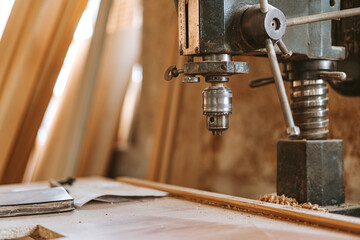 Close up detail of a cnc woodworking machine