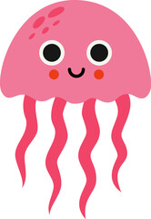 Vector illustration of cartoon jelly fish isolated on white background.