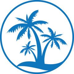Fototapeta na wymiar Palm trees icon, palm leaf icon blue vector