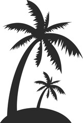 Palm trees icon, palm leaf icon black vector