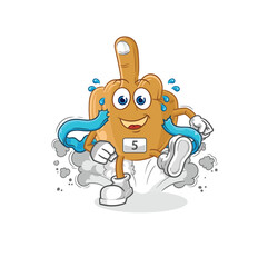 Fototapeta premium middle finger runner character. cartoon mascot vector
