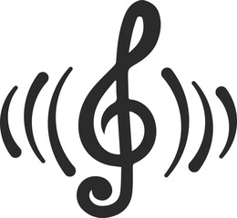 Fototapeta premium Music note icon, wavy music notes icon black vector