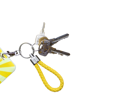 vintage old keychain with three keys on a transparent background - Powered by Adobe