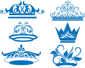 Crown vector, crown silhouette symbols blue vector