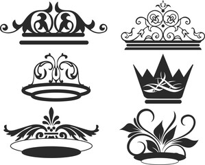 Crown vector set, crown silhouette symbols set black vector