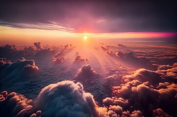 Beautiful sunrise cloudy sky from aerial view photography