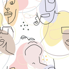 Face line pattern Abstract drawing seamless print
