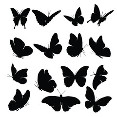 Butterfly silhouette vector set illustration
