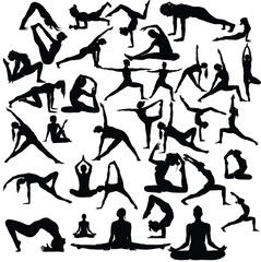 Fototapeta na wymiar woman yoga silhouette vector set illustration
