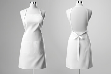 White blank apron, apron mockup on white background. Generative Ai - obrazy, fototapety, plakaty