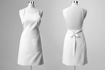 Fotobehang White blank apron, apron mockup on white background. Generative Ai © Aigo labs