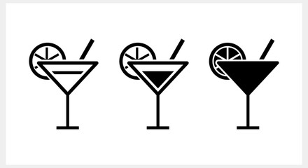 Cocktail icon isolated Drink stencil clipart Engraving vector stock illustration EPS 10