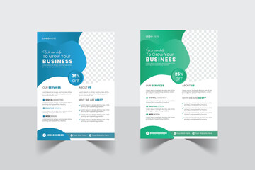a bundle of 10 templates of a4 flyer template, modern template, in green and blue color, and modern design, perfect for creative professional business
Corporate business flyer template design set with