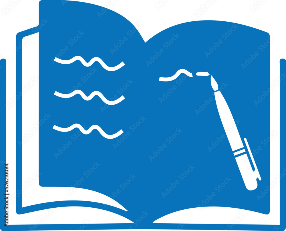 Wall mural Book read and write icon, study icon blue vector