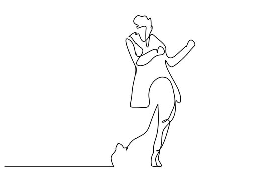 single line drawing of dancing person clip art preview