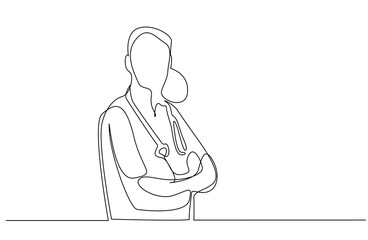 Woman female doctor stethoscope healthcare pose line art