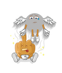 middle finger spirit leaves the body mascot. cartoon vector