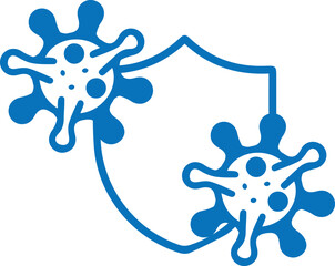 Virus resistance icon, virus infection icon blue vector