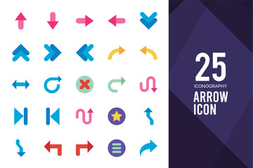 25 Arrow Flat icon pack. vector illustration.
