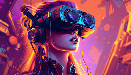 portrait of girl with vr headset
