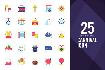 25 Carnival Flat icon pack. vector illustration.