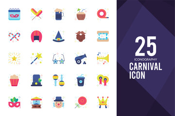 25 Carnival Flat icon pack. vector illustration.