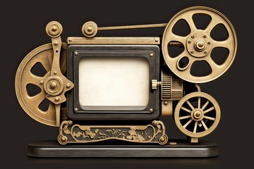 Fototapeta premium Antique Picture Frame with Clipping Path in Projector Shape. Photo generative AI