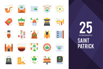 25 Saint Patrick Flat icon pack. vector illustration.