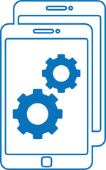 Setup phone icon, phone app development icon blue vector