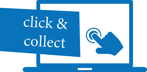 Cursor click online shop icon,  online shopping icon blue vector
