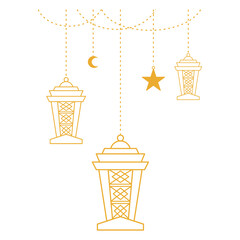 Islamic Lantern Corner Outline