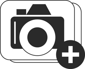 Set of photo series icon, media files icon black vector