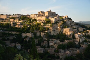Fototapeta na wymiar View of the Gordes city during the sunset, Provence, France. View of the medieval city. 