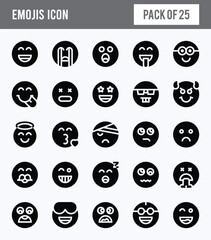 25 Emojis Glyph icon pack. vector illustration.