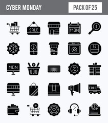 25 Cyber Monday Glyph icon pack. vector illustration.