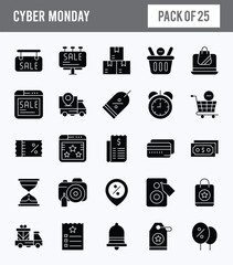 25 Cyber Monday Glyph icon pack. vector illustration.