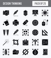 25 Design Thinking Glyph icon pack. vector illustration.