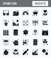 25 Spring Glyph icon pack. vector illustration.