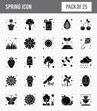 25 Spring Glyph icon pack. vector illustration.