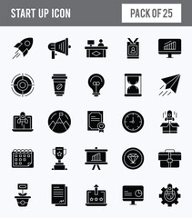 25 Start up Glyph icon pack. vector illustration.