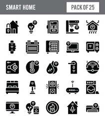 25 Smart Homes Glyph icon pack. vector illustration.