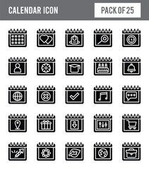 25 Calendars Glyph icon pack. vector illustration.