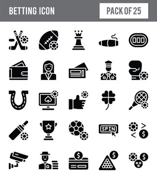 25 Betting Glyph icon pack. vector illustration.
