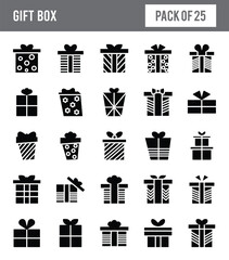 25 Gift Box Glyph icon pack. vector illustration.
