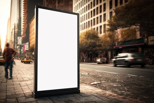Blank empty Advertisement Mockup on Street. Genaerative Ai