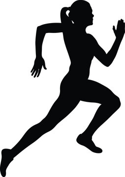recommend clip art: woman athlete runner run sprint race black silhouette